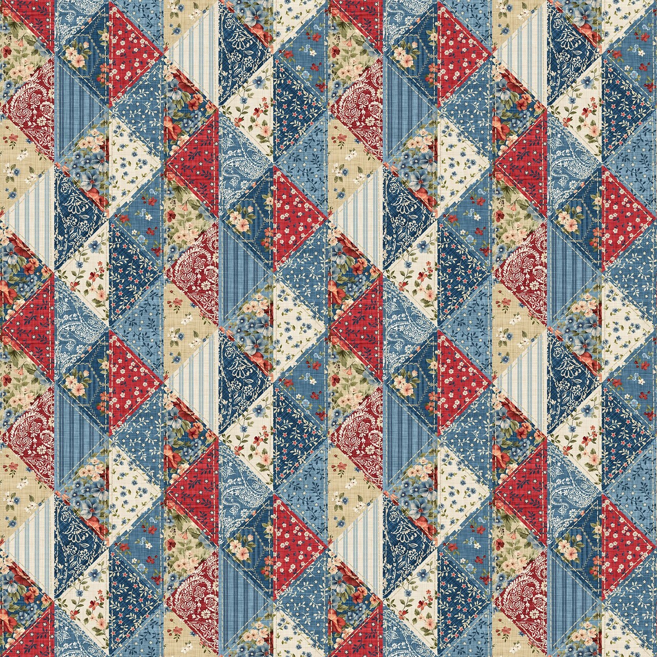 Fabric Northcott Cream Multi Patchwork Farmhouse Sampler by the Quarter Yard DP28602-11